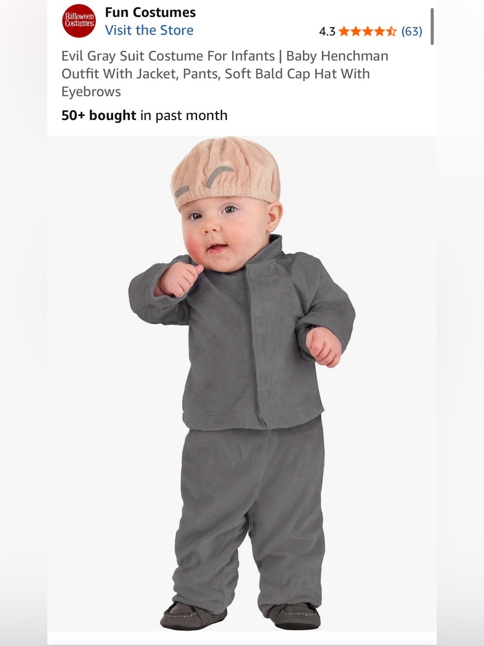 Austin Powers Mini Me costume 12-18 months
